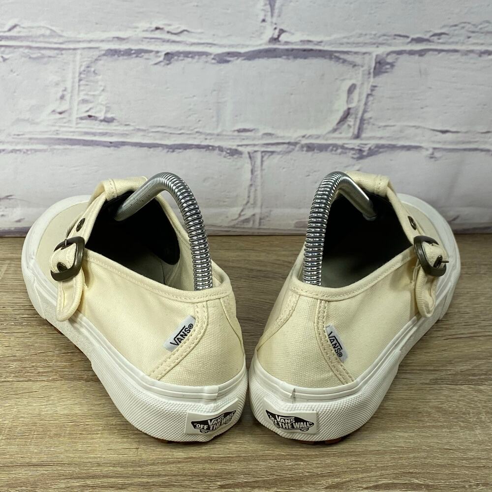 Vans Mary Jane Slip On Sneakers Women's 7.5 Cream Beige Buckle Flats Loafers - Picture 4 of 8